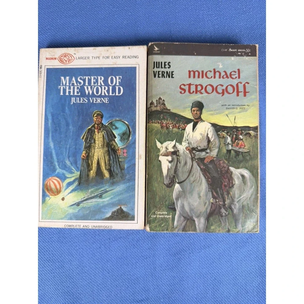 Lot of 2 Jules Verne Sci-Fi Books Master of the World & Michael Strogoff